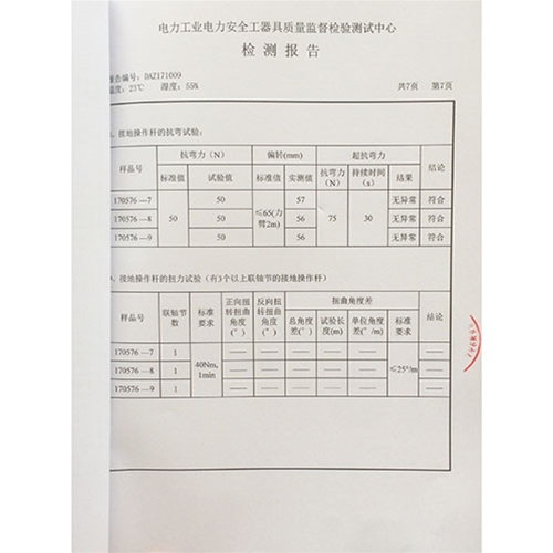 携带型接地线 220KV检测报告