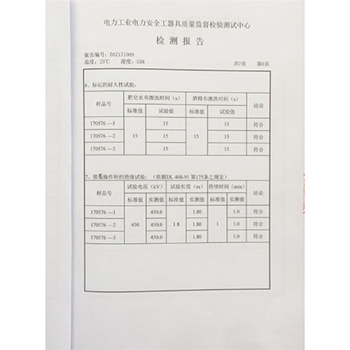 携带型接地线 220KV检测报告