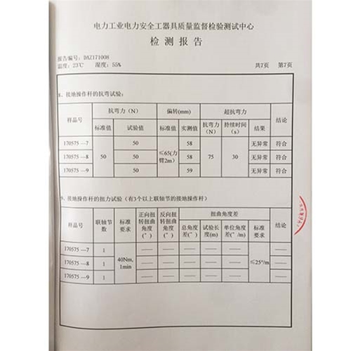 携带型接地线 110kv检测报告