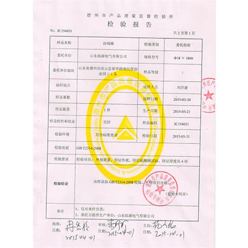 拉线棒检验报告