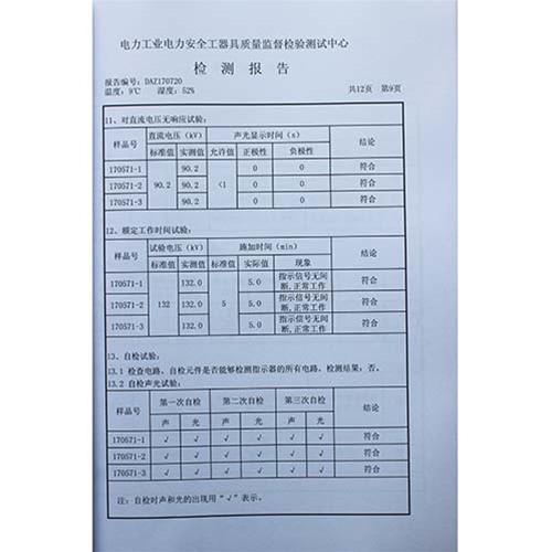 电容型验电器110KV检测报告